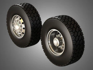 dump truck tires and wheels 3D Model
