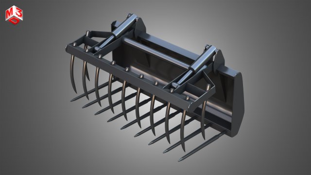fork with grapple - front loader Modelo 3D .c4d .max .obj .3ds .fbx .stl .blend 