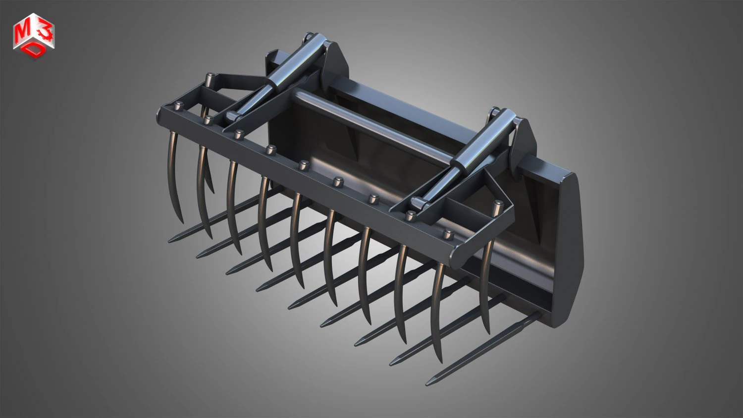 fork with grapple - front loader 3D Model .c4d .max .obj .3ds .fbx .stl .blend 