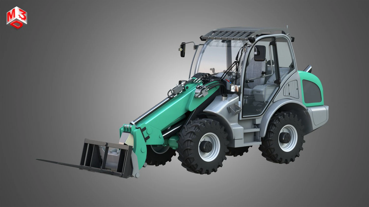 carregador kl80-8t com ponta de fardo - carregador frontal Modelo 3D .c4d .max .obj .3ds .fbx .stl .blend