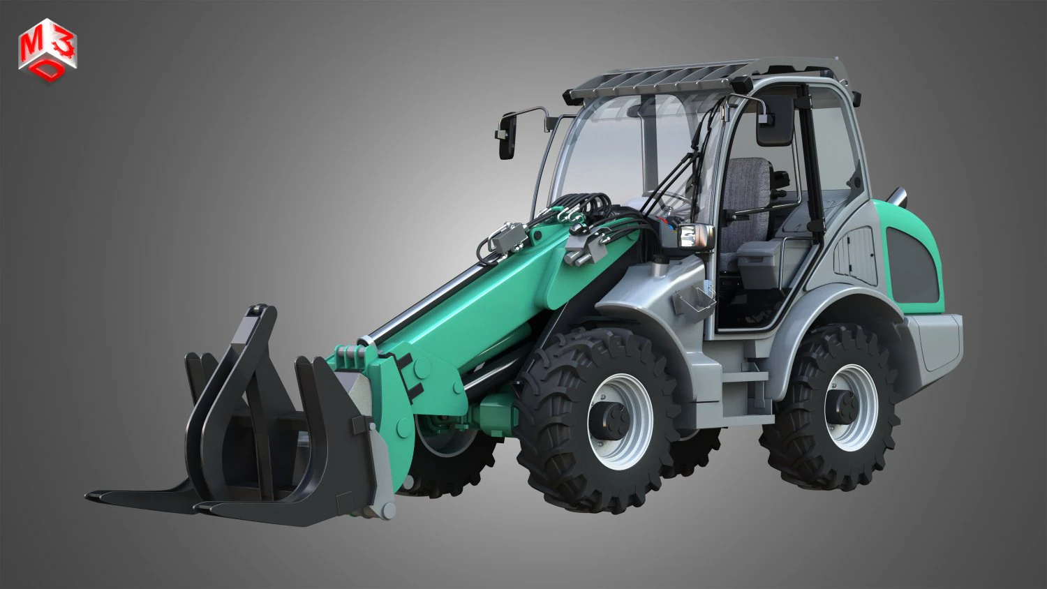 loader kl80-8t with log fork - stoll - front loader 3D Model .c4d .max .obj .3ds .fbx .stl .blend 