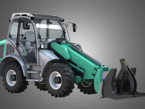 loader kl80-8t with log fork - stoll - front loader 3D Model