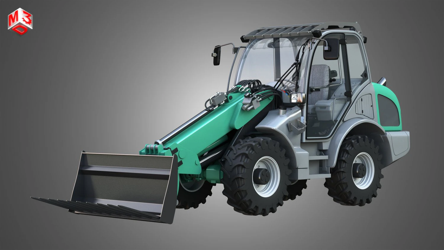 loader kl80-8t with manure fork - front loader 3D Model .c4d .max .obj .3ds .fbx .stl .blend 