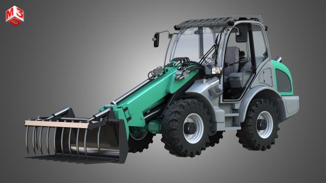 loader kl80-8t with fork with grapple - front loader 3D 模型 .c4d .max .obj .3ds .fbx .stl .blend 
