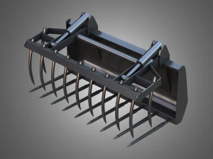 carregador kl80-8t com garfo com garra - carregador frontal Modelo 3D