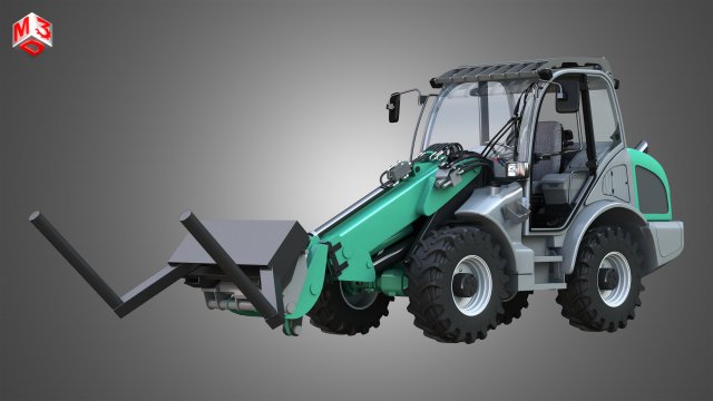 loader kl80-8t with roll-type bale fork - front loader Modelo 3D .c4d .max .obj .3ds .fbx .stl .blend 
