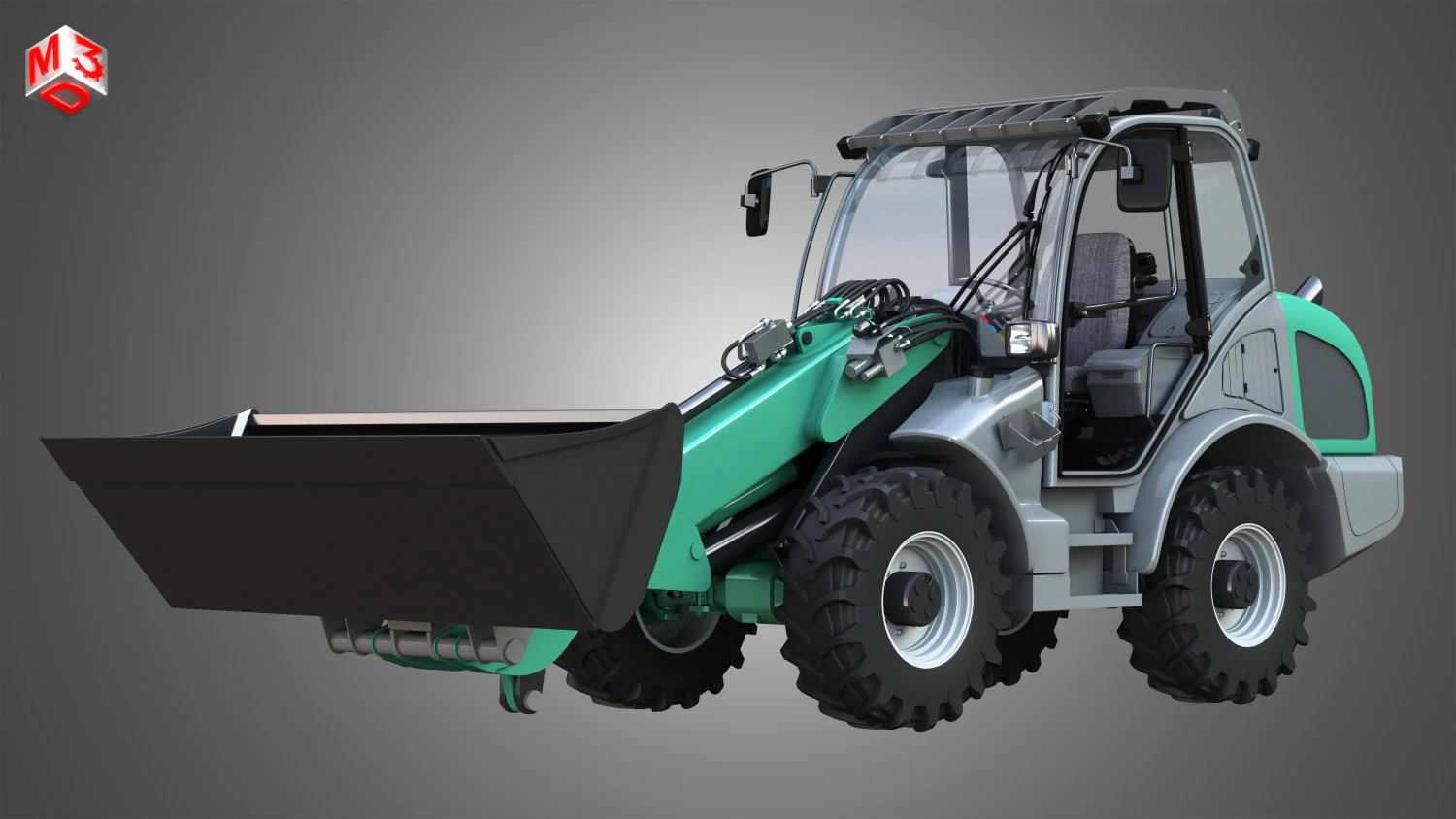 loader kl80-8t with universal bucket - front loader 3D Model .c4d .max .obj .3ds .fbx .stl .blend