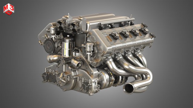Rgt8 ruf v8 engine 3D Model .c4d .max .obj .3ds .fbx .stl .blend 