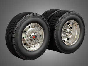 fire truck tire and rims 3D Model