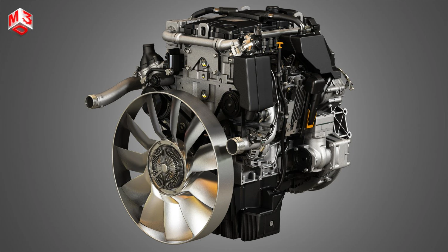 om934 medium duty engine - 4 cylinder diesel engine 3D Model .c4d .max .obj .3ds .fbx .stl .blend 