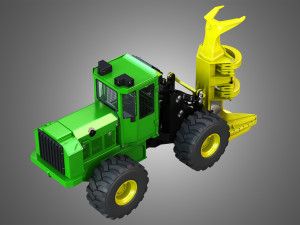 wheeled feller buncher Modello 3D
