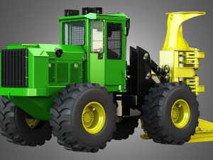 wheeled feller buncher Modello 3D