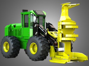 wheeled feller buncher Modello 3D