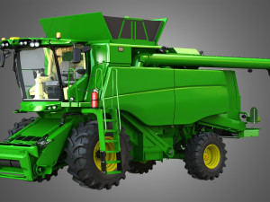 t560 harvester combine - with wheels 3D Model