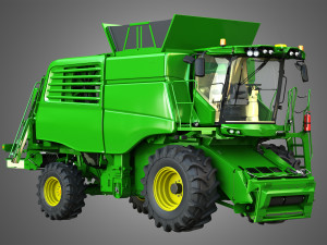 t560 harvester combine - with wheels Modelo 3D