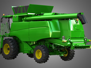 t560 harvester combine - with wheels Modelo 3D