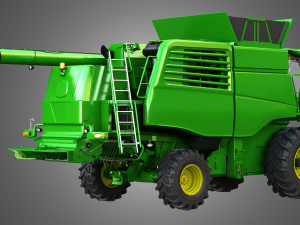 t560 harvester combine - with wheels Modelo 3D