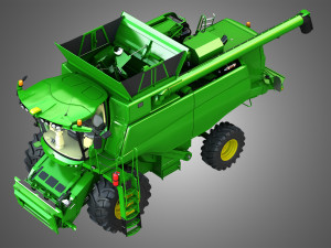 t560 harvester combine - with wheels Modelo 3D
