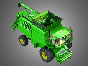 t560 harvester combine - with wheels Modelo 3D