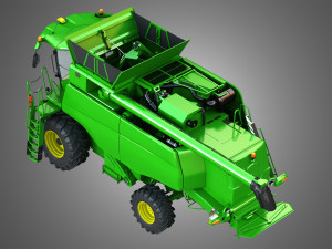 t560 harvester combine - with wheels Modelo 3D