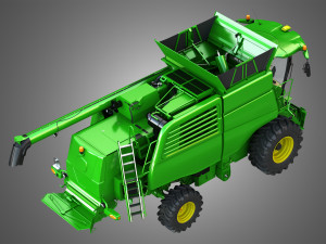 t560 harvester combine - with wheels Modelo 3D