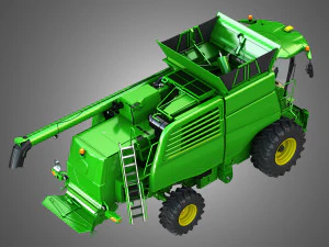 t560 harvester combine - with wheels 3D Model