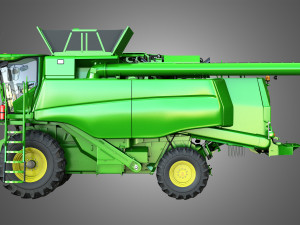 t560 harvester combine - with wheels Modelo 3D