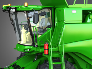 t560 harvester combine - with wheels Modelo 3D