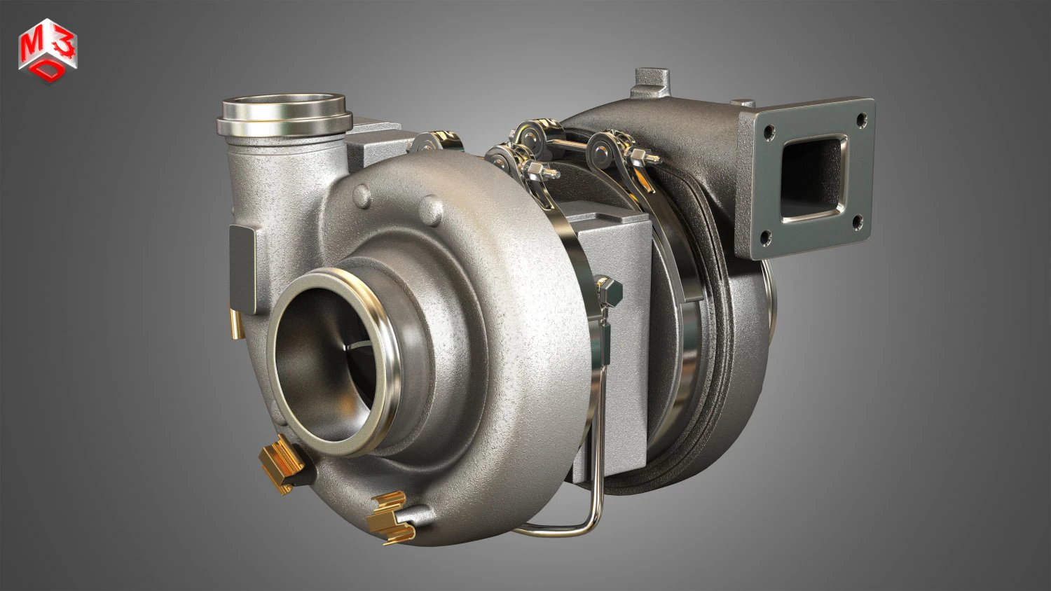 turbocharger - diesel engine 3D Model .c4d .max .obj .3ds .fbx .stl .blend