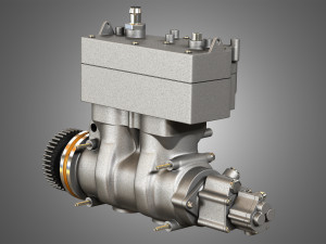 air brake compressor - two piston - mx13 diesel engine 3D Model