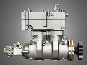 air brake compressor - two piston - mx13 diesel engine 3D Model