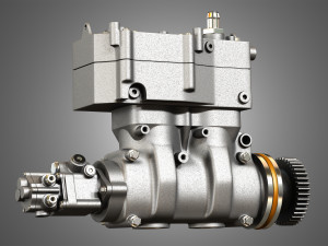 air brake compressor - two piston - mx13 diesel engine 3D Model
