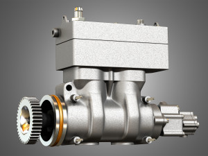air brake compressor - two piston - mx13 diesel engine 3D Model