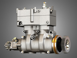 air brake compressor - two piston - mx13 diesel engine 3D Model