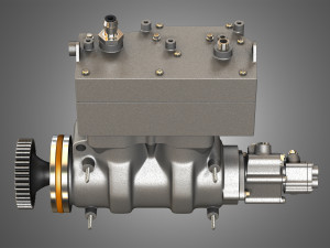 air brake compressor - two piston - mx13 diesel engine 3D Model