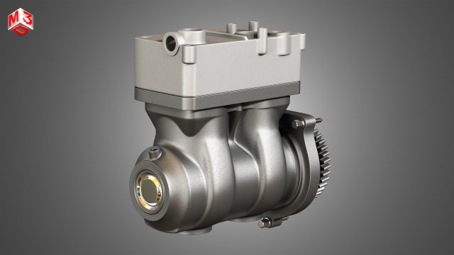 air brake compressor - two piston - d13 diesel engine Model 3D .c4d .max .obj .3ds .fbx .stl .blend 