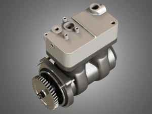 air brake compressor - two piston - d13 diesel engine 3D Model