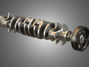 crankshaft with pulley damper 3D Model