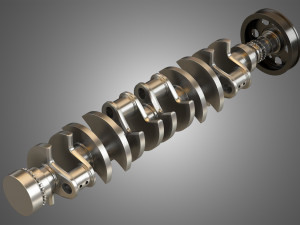 crankshaft with pulley damper 3D Model