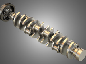 crankshaft with pulley damper 3D Model