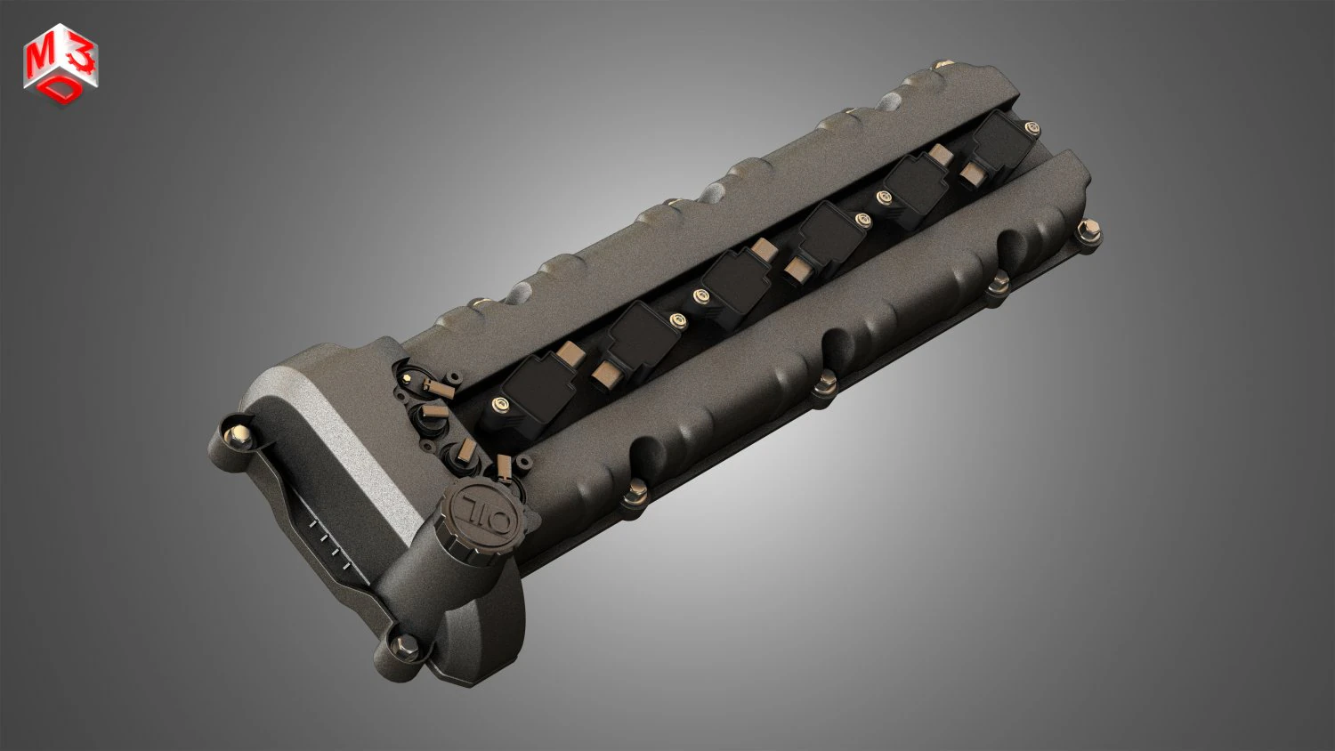 engine valve cover 3D Model .c4d .max .obj .3ds .fbx .stl .blend 
