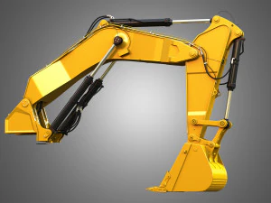 Ramię hydrauliczne i łyżka koparki - 6015b Model 3D