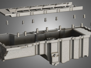 oil pan with cover and bolts 3D 모델
