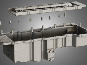 oil pan with cover and bolts 3D 모델
