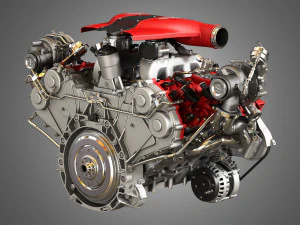 f8 tributo engine - v8 twin turbo engine 3D Model