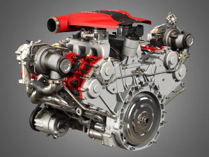 f8 tributo engine - v8 twin turbo engine 3D Model