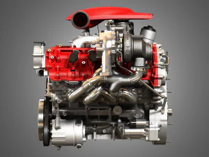 f8 tributo engine - v8 twin turbo engine 3D Model