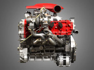 f8 tributo engine - v8 twin turbo engine 3D Model