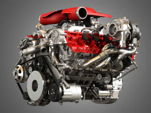 f8 tributo engine - v8 twin turbo engine 3D Model