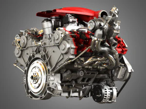 f8 tributo engine - v8 twin turbo engine 3D Model